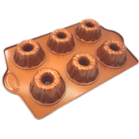 Original Mini Fluted Tube Pan - 6 Cavity Toxic Free NONSTICK Pan - Organic Environmental Friendly Premium Coating - Durable Quality - Mini Fluted Tube